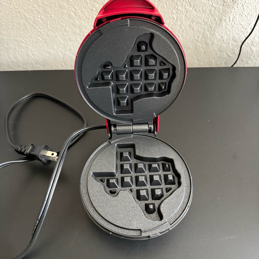 Mini Red Texas Shaped Waffle Maker